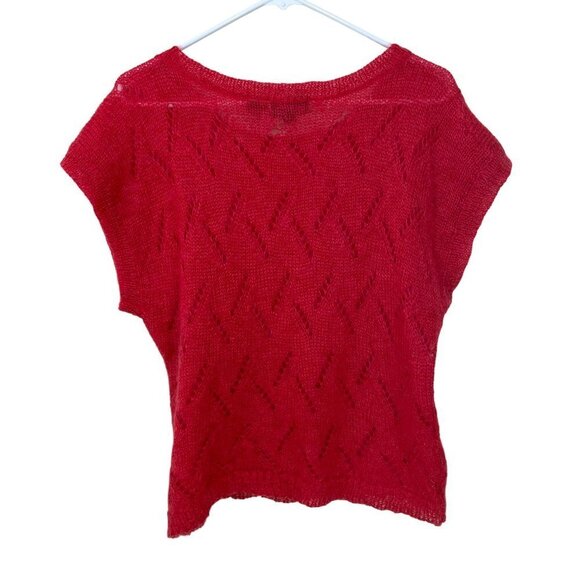 Vtg Renee Tener for Jeanne Pierre Size M Short Sleeve‎ Fuzzy Mohair Red Sweater - Picture 6 of 6